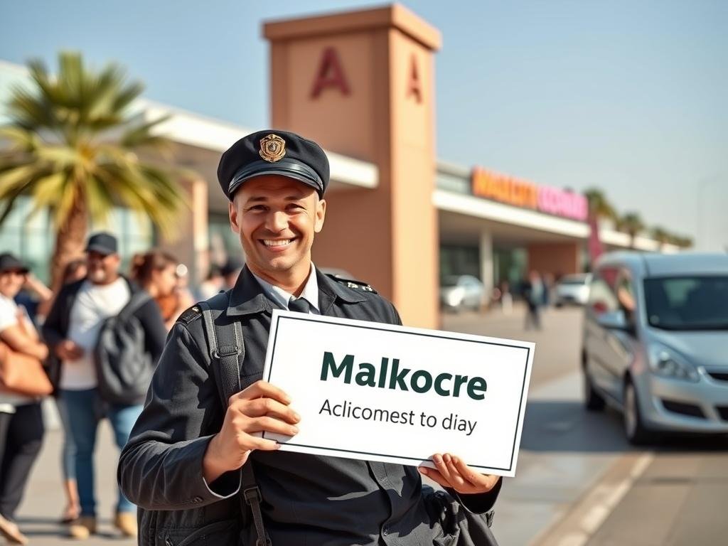 Professional driver welcoming tourists at Marrakech airport Professional driver welcoming tourists at Marrakech airport