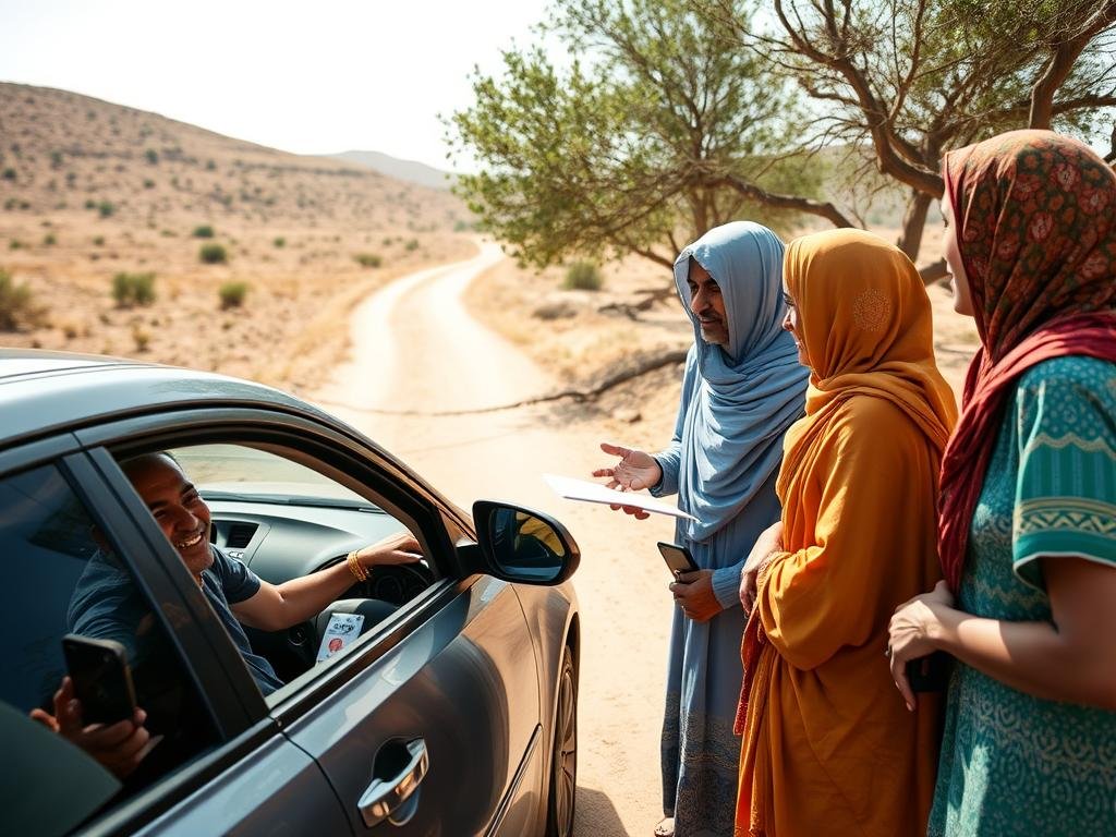 Interaction with local residents on a rural Moroccan road
