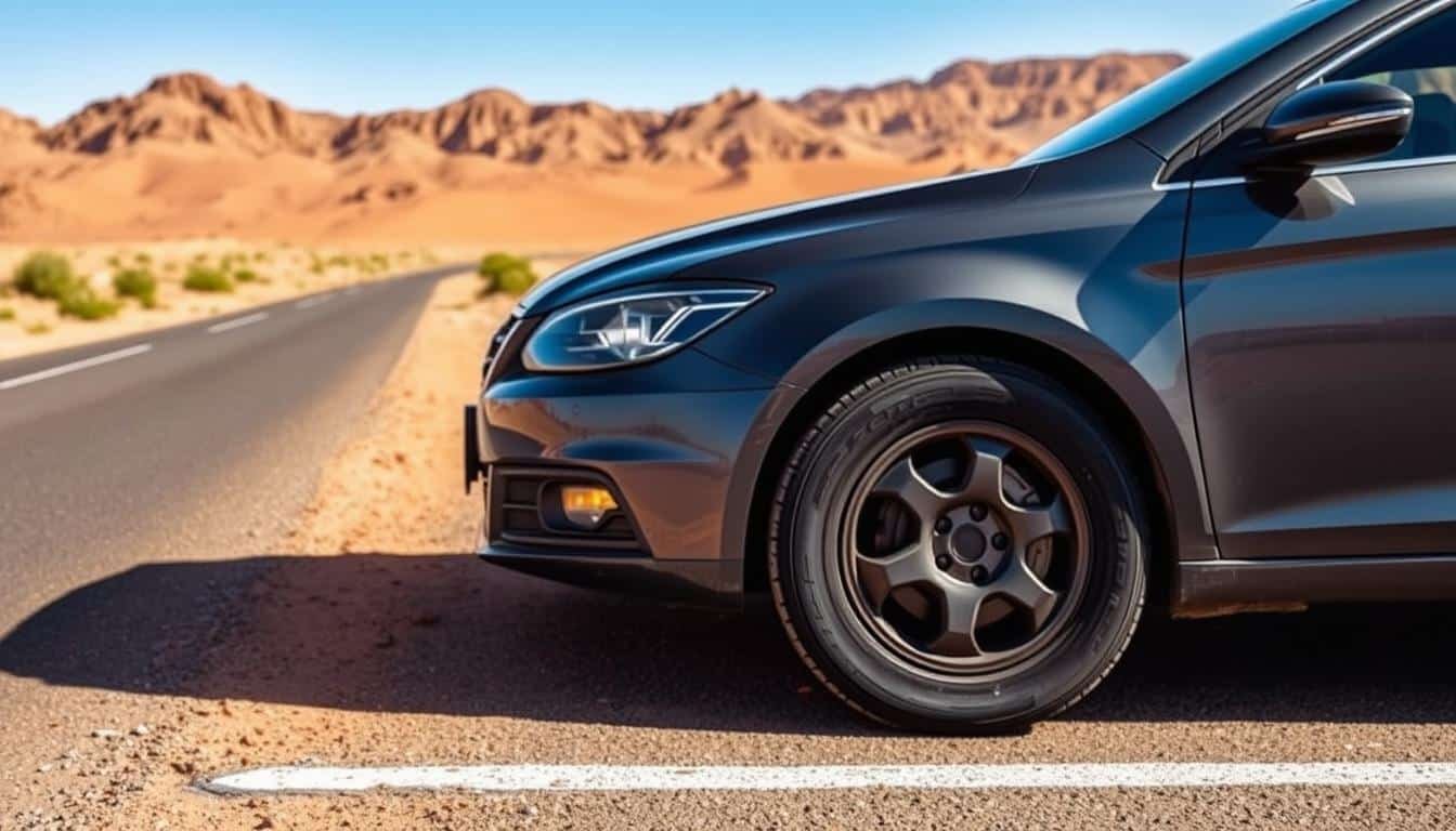 Voiture avec pneu creve sur une route pres de Marrakech que faire en cas de crevaison location